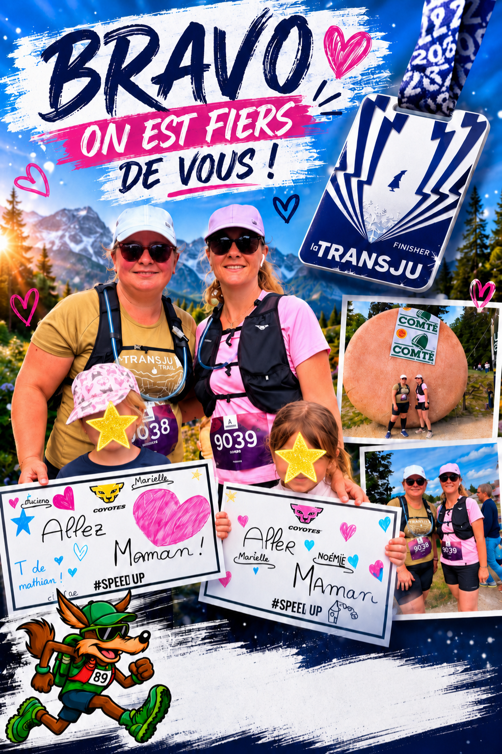 Visuel de félicitations — Marielle et Noémie finishers de La Transju Trail